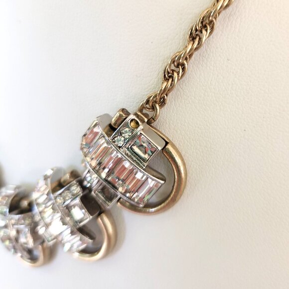 Banana Republic Signed Vintage-Style Gold-Tone Necklace w/Clear Rhinestone Accen - Picture 7 of 7